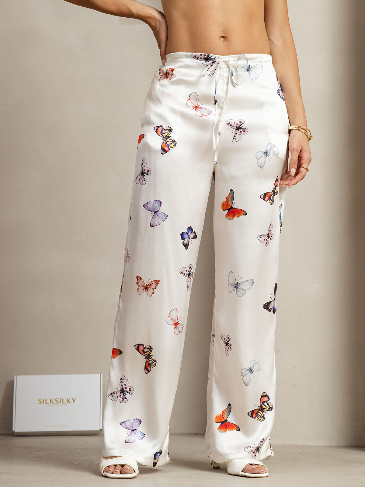 [Hvid Sommerfugl] SilkSilky-DK 19Momme Silke Womens Pants 003