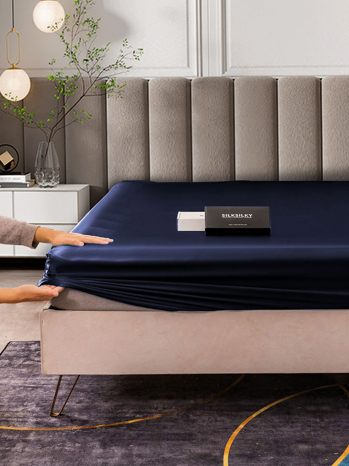 [Mørkeblå] SilkSilky-DK 25Momme Sheet 003