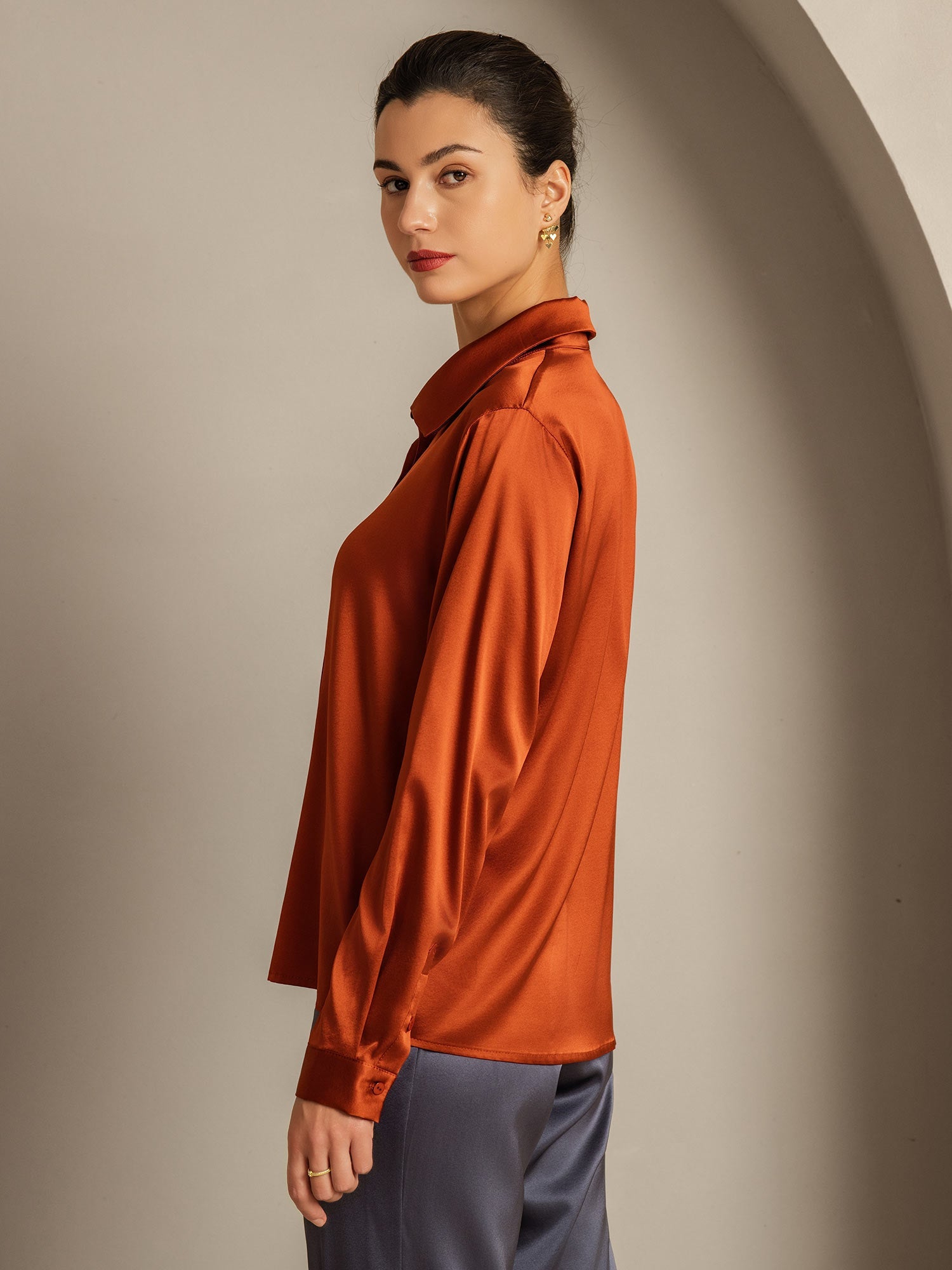 [Karamel] SilkSilky-DK 19Momme Silke Womens Shirt 002