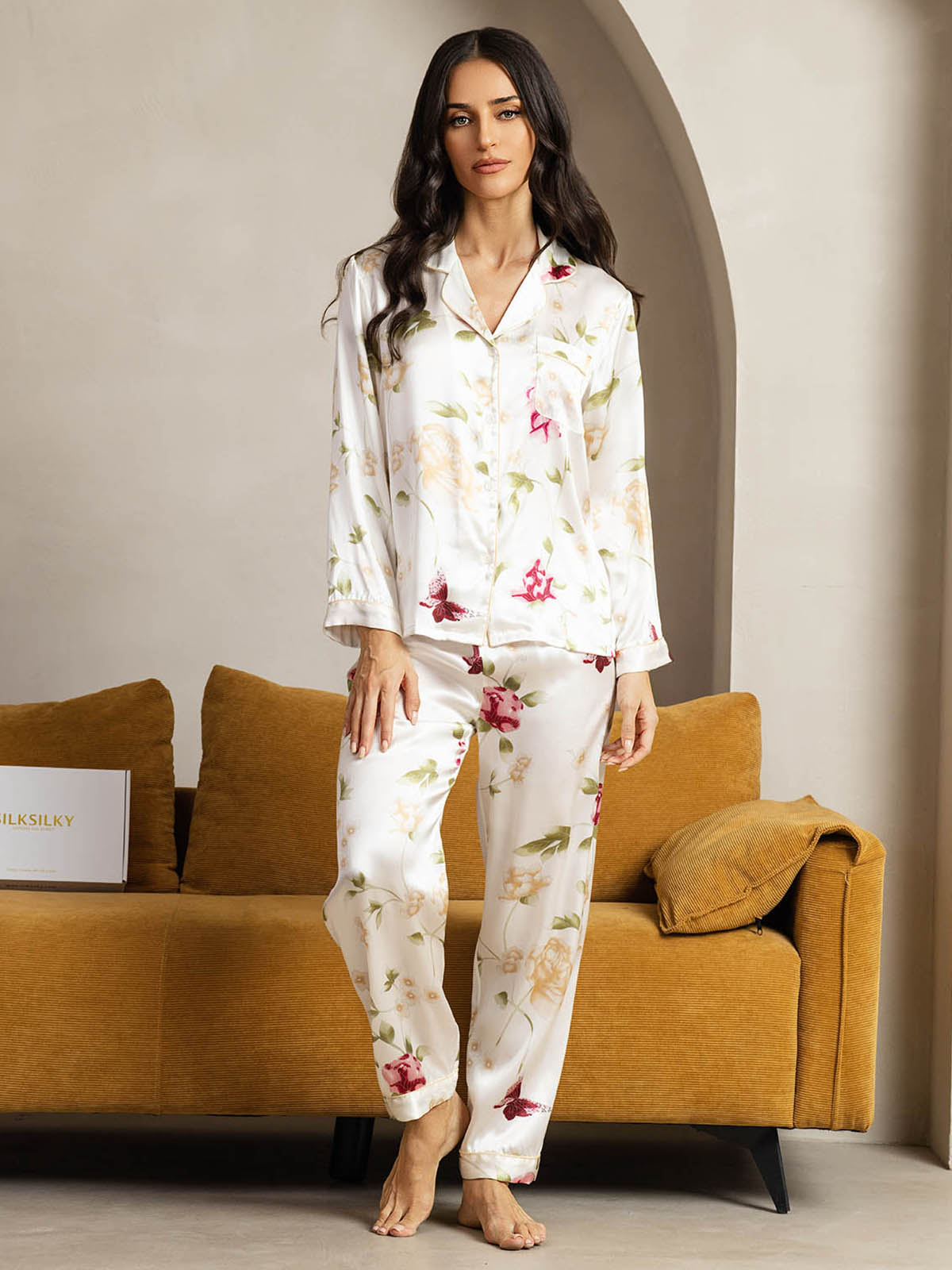 [Elfenbensblomst] SilkSilky-DK Womens Pajamas 001