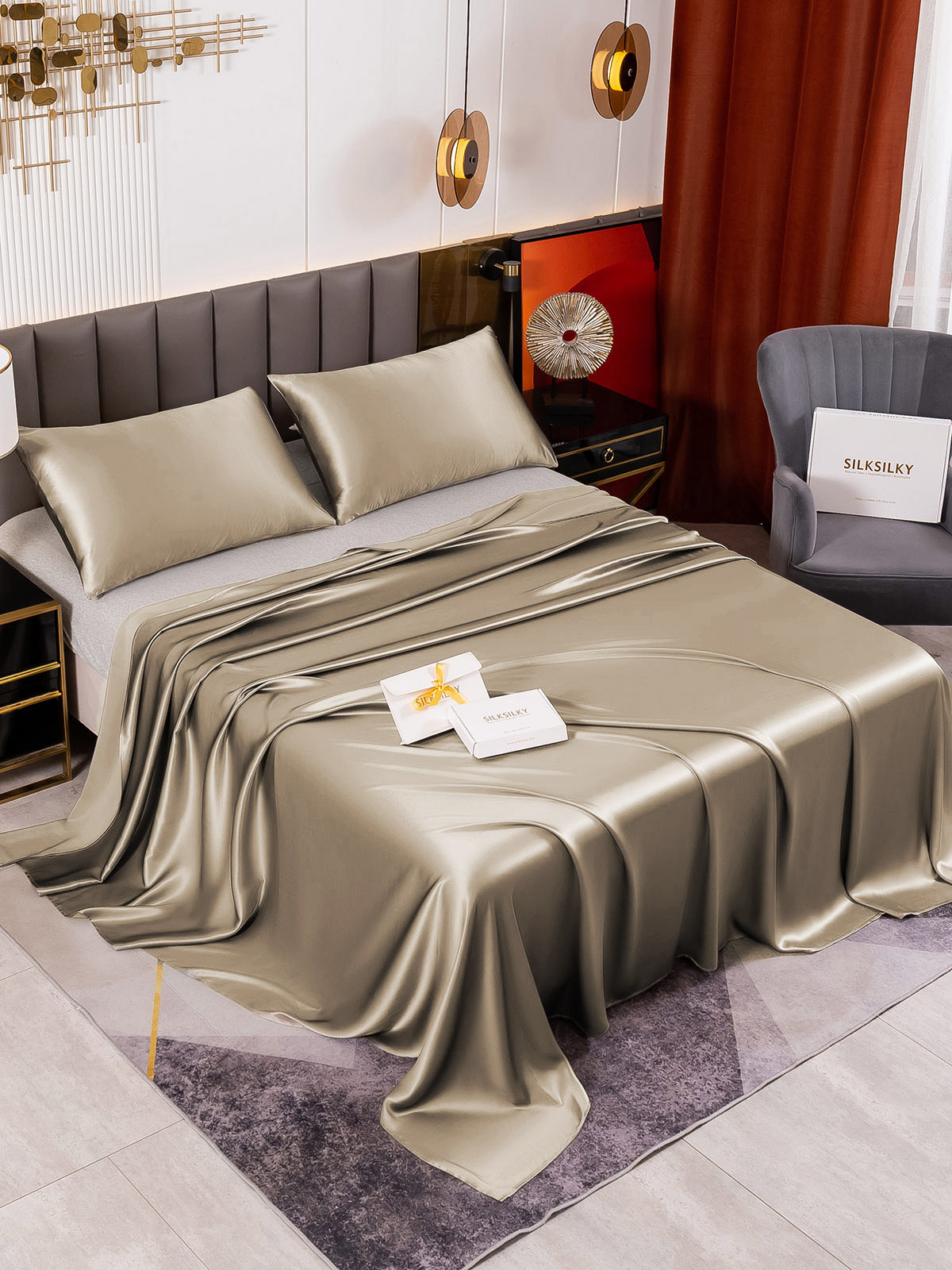 [Kaki] SilkSilky-DK 19Momme Bedding Set 001