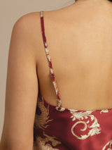 [Vinrød Drage] SilkSilky-DK Sleeveless V Neck Camisole Sæt 005