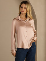 [Toscana] SilkSilky-DK Long Sleeve Lapel Collar Dameskjorte 002