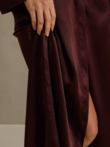 [Brun] SilkSilky-DK Long Sleeve Dame Morgenkåbe 005