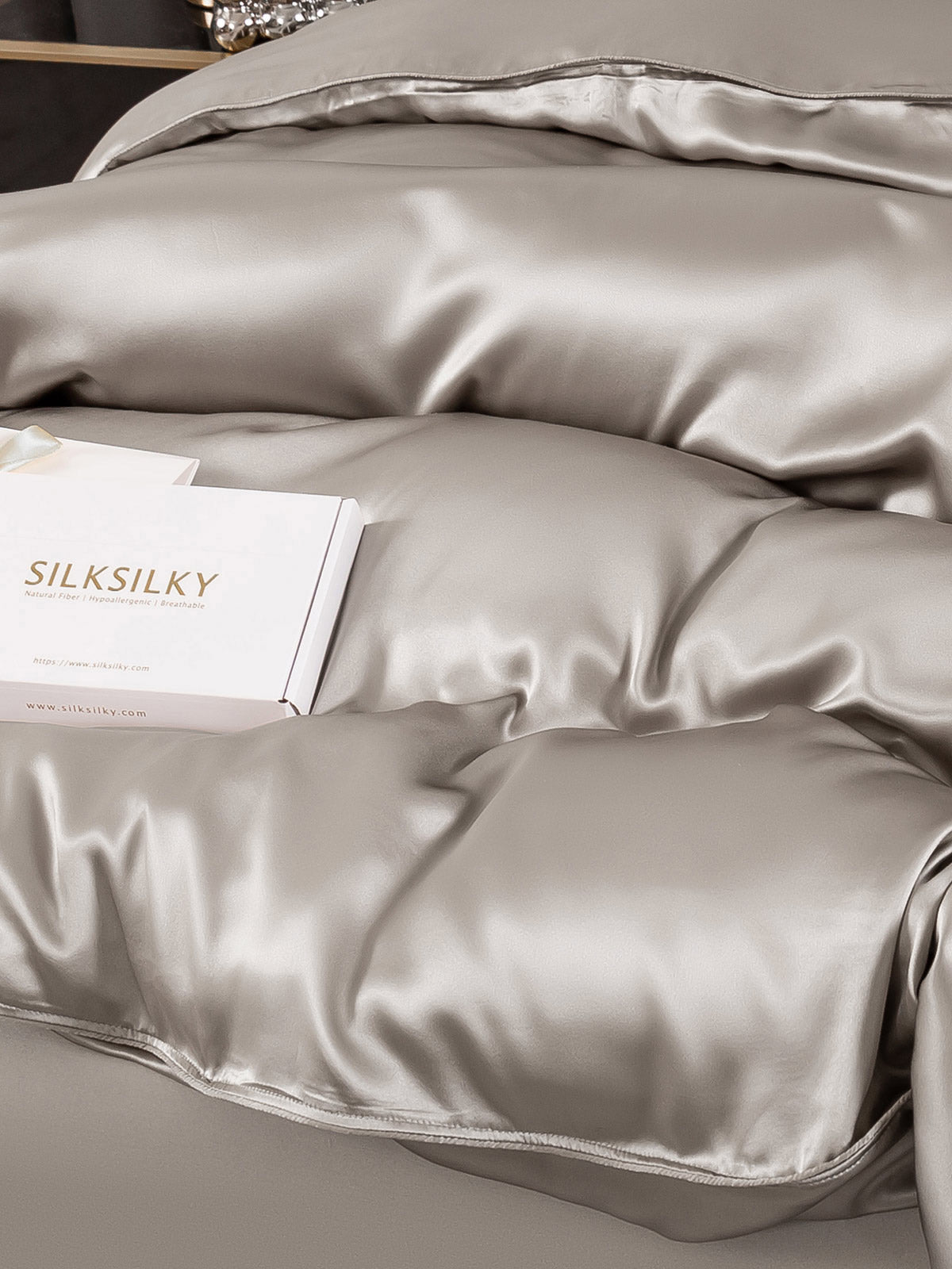 [Grå] SilkSilky-DK 22Momme Duvet Cover 005