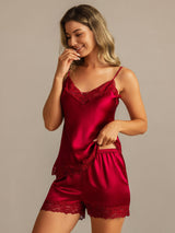 [Vin] SilkSilky-DK V Neck Camisole Sæt 003