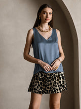 [Ægte Petrol] SilkSilky-DK Sleeveless V Neck Camisole Top 007