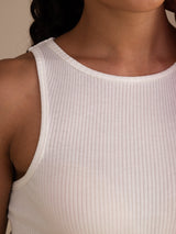 [Hvid] SilkSilky-DK Sleeveless Crew Neck Camisole Top 005