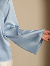 [Gråblå] SilkSilky-DK Long Sleeve Boat Neck Bluse 005