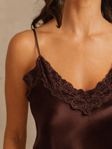 [Brun] SilkSilky-DK Sleeveless V Neck Camisole Sæt 004