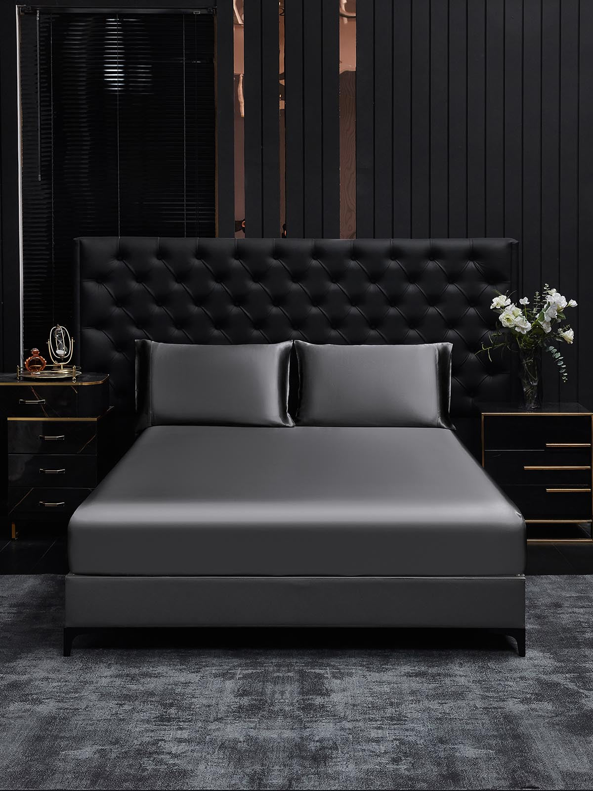 [Mørkegrå] SilkSilky-DK 19Momme Bedding Set 002