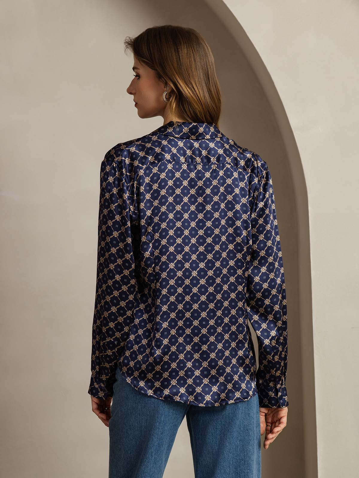 [Marine Kæde] SilkSilky-DK Silke Womens Shirt 002