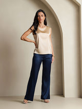 [Champagne] SilkSilky-DK Sleeveless Round Neck Camisole Top 008