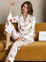 [Hvid Sommerfugl] SilkSilky-DK Womens Pajamas 003,