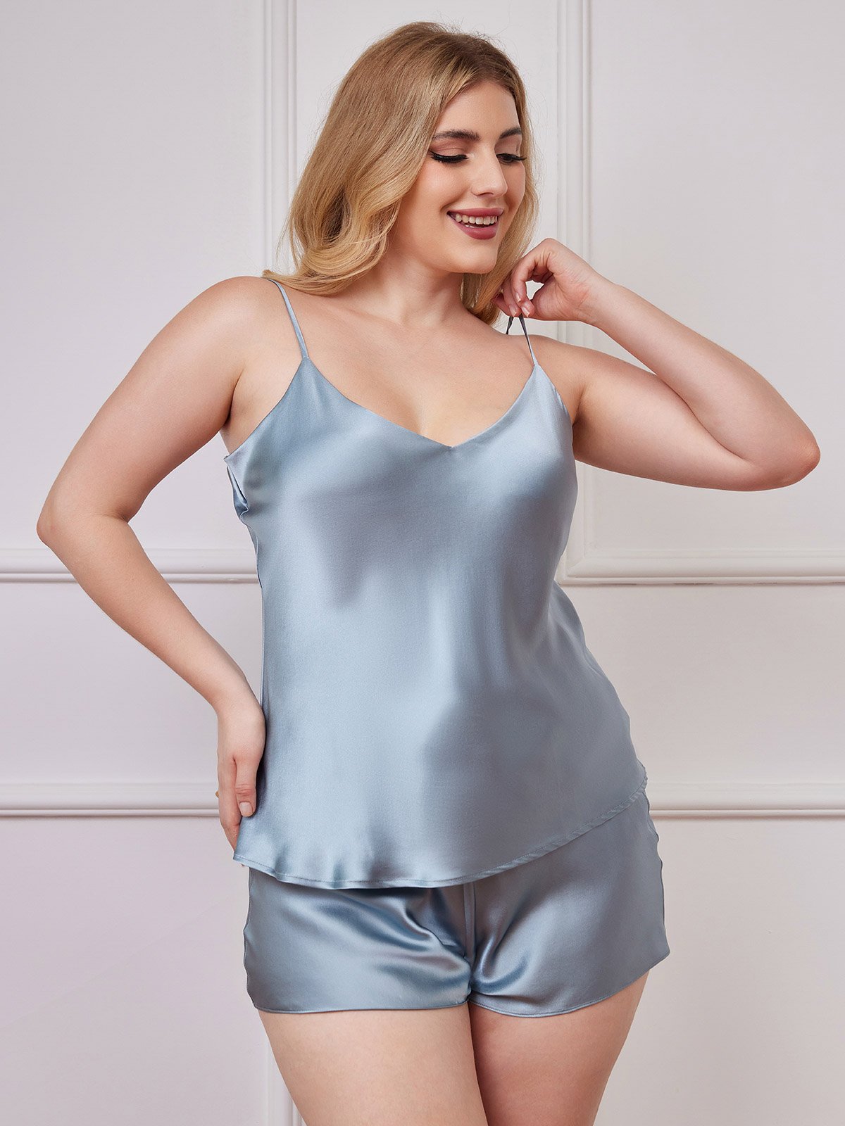 SilkSilky-DK-Pure-Silk-Deep-V-Neck-Plus-Size-Camisole-Sæt-Gråblå-005