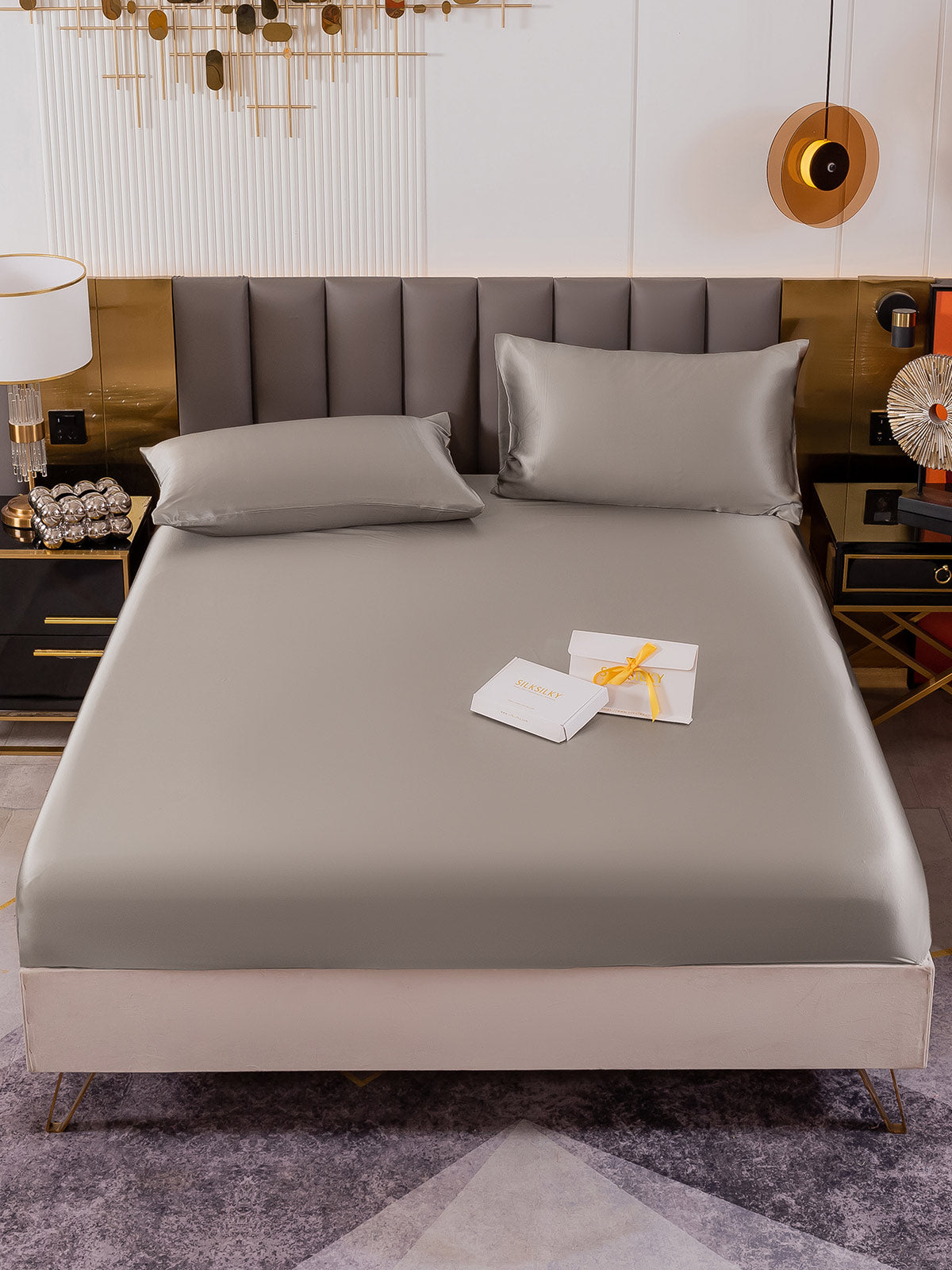 [Grå] SilkSilky-DK 19Momme Bedding Set 002
