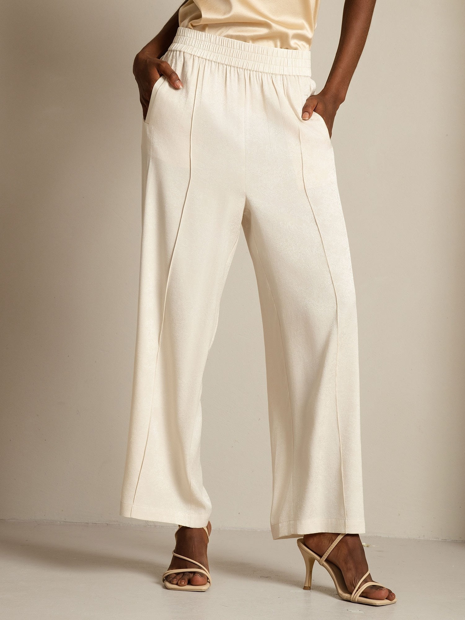 [Beige] SilkSilky-DK 22Momme Silke Womens Pants 003,