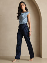 [Mørkeblå] SilkSilky-DK 19Momme Silke Womens Pants 008