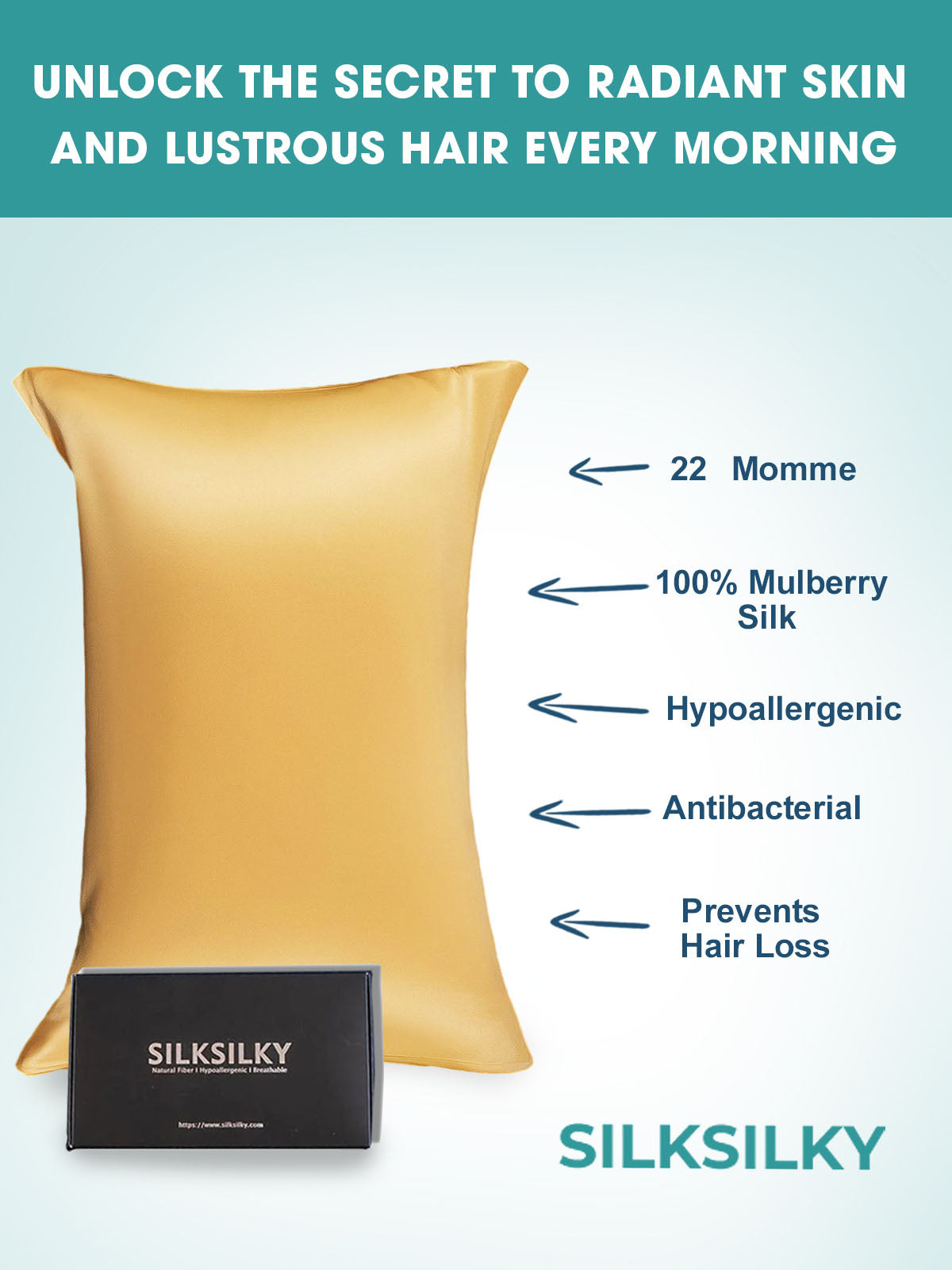 [Champagne] SilkSilky-DK 22Momme Pillowcase 005