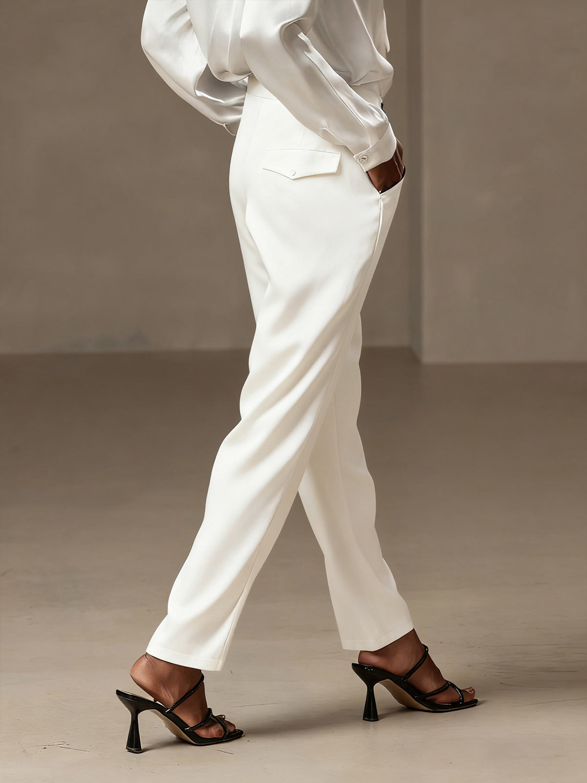 [Hvid] SilkSilky-DK 19Momme Silke Womens Pants 002
