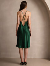 [Mørkegrøn] SilkSilky-DK Sleeveless Kjole 002
