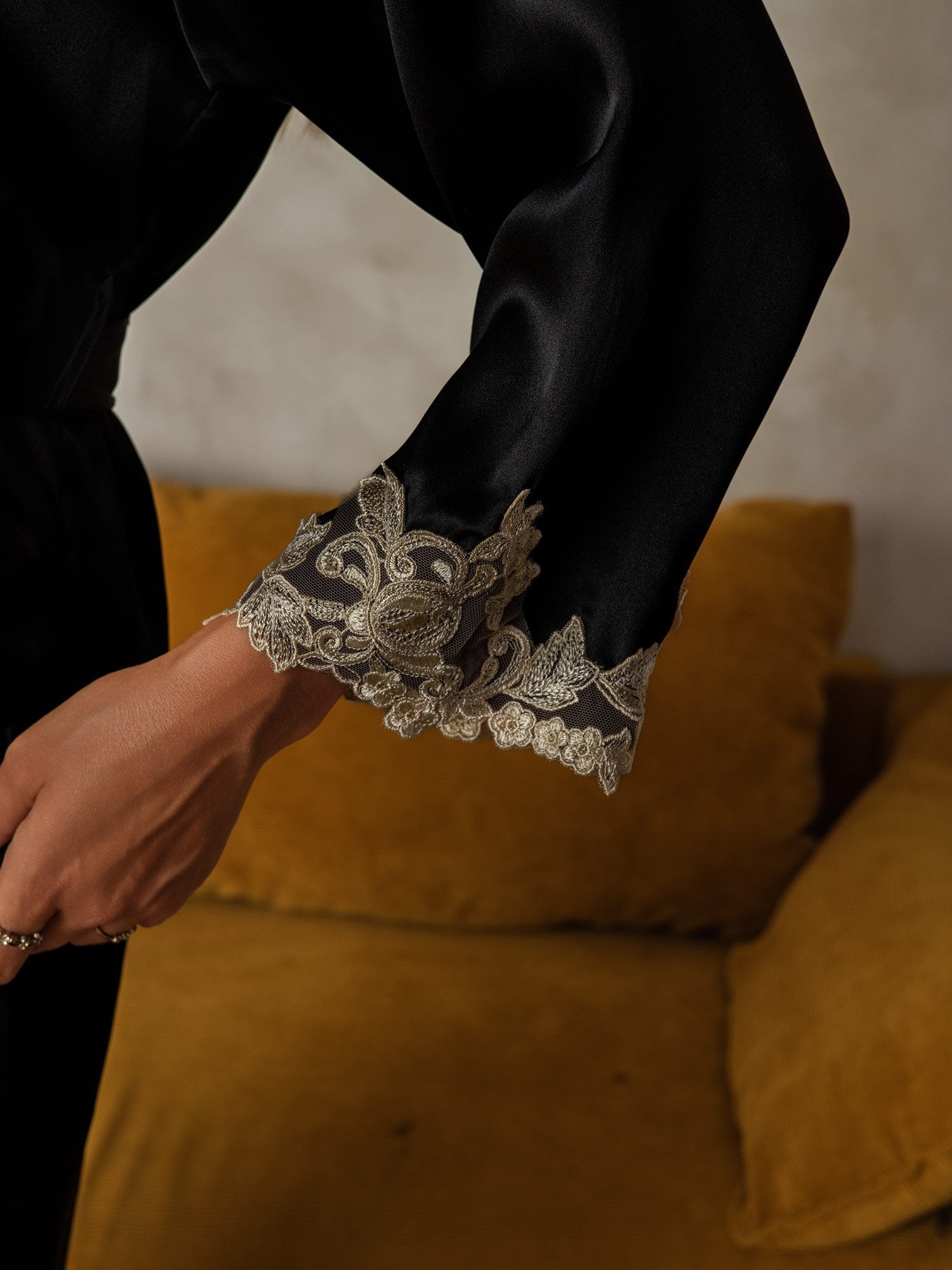[Sort] SilkSilky-DK Silke Wrap Dame Morgenkåbe 003