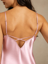 [Lys Pink] SilkSilky-DK Sleeveless V Neck Natkjole 005