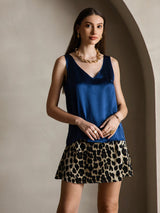 [Mørkeblå] SilkSilky-DK Sleeveless V Neck Camisole Top 005