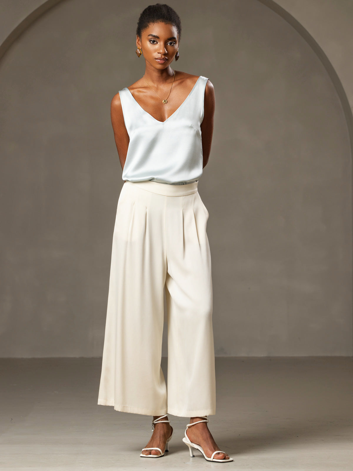 [Lyseblå] SilkSilky-DK 19Momme Silke Camisoles 008