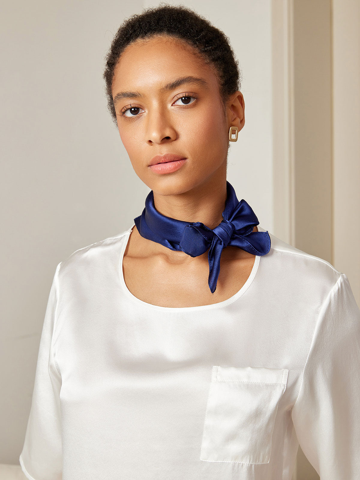 [Mørkeblå] SilkSilky-DK Scarf 002