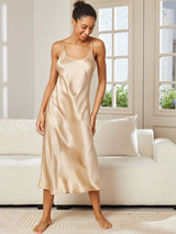 [Champagne] SilkSilky-DK Sleeveless V Neck Natkjole 003