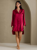 [Vin] SilkSilky-DK Long Sleeve Lapel Collar Soveskjorte 007