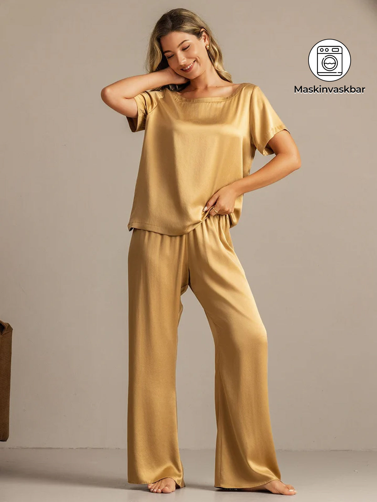 [Tan] SilkSilky-DK 19Momme Silke Womens Pajamas 001