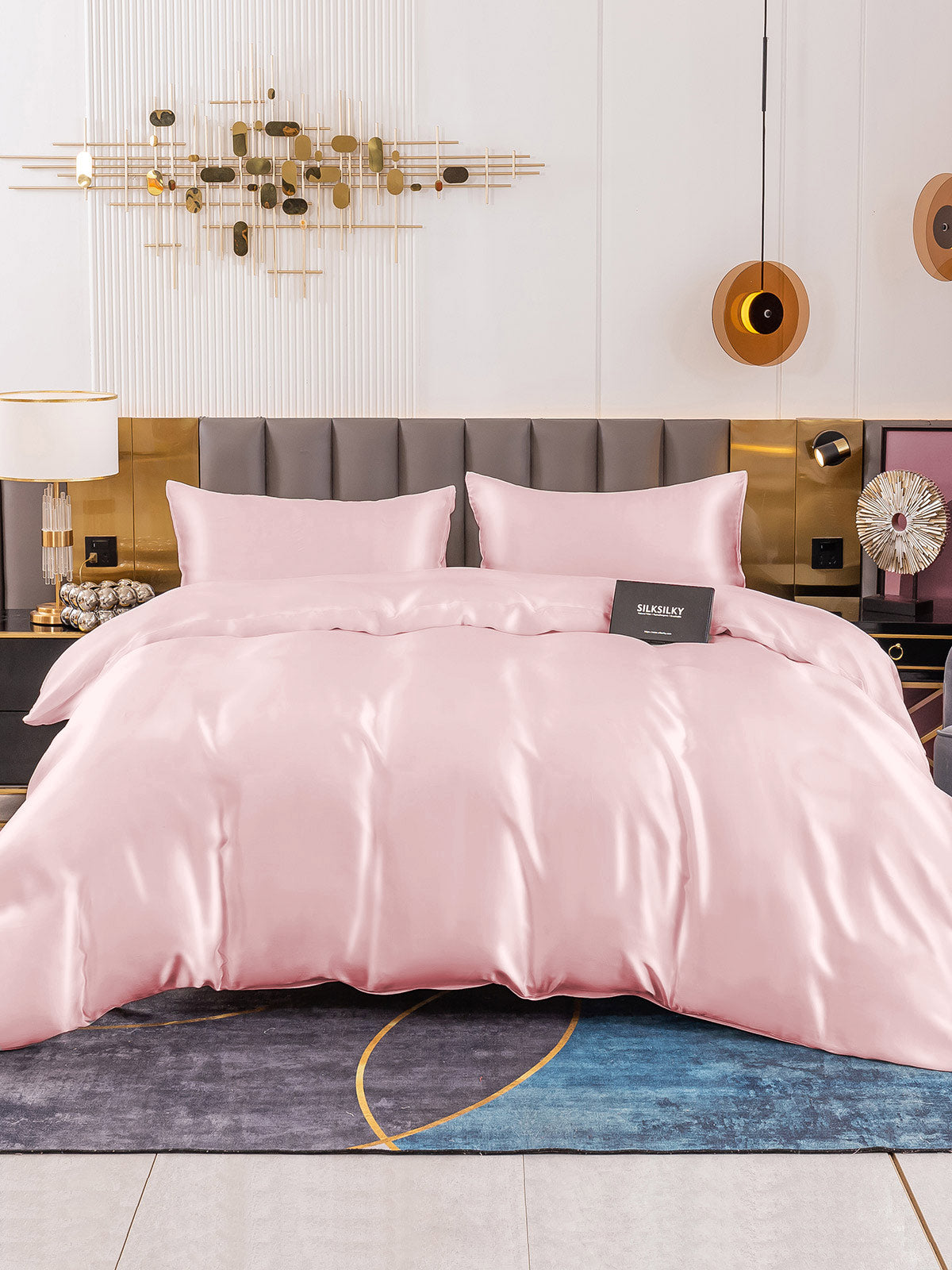 [Lyserød] SilkSilky-DK 19Momme Bedding Set 002