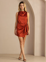 [Karamel] SilkSilky-DK Sleeveless Cowl Neck Kjole 006