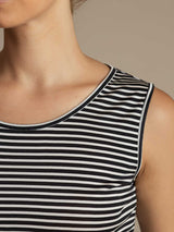 [Hvid Stribe] SilkSilky-DK Ærmeløs Rund Hals Camisole Top 007