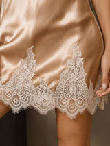 [Champagne] SilkSilky-DK Sleeveless V Neck Natkjole 004