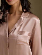 [Toscana] SilkSilky-DK Long Sleeve Lapel Collar Soveskjorte 004