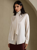 [Lysegrå] SilkSilky-DK Long Sleeve High Neck Damebluser 003