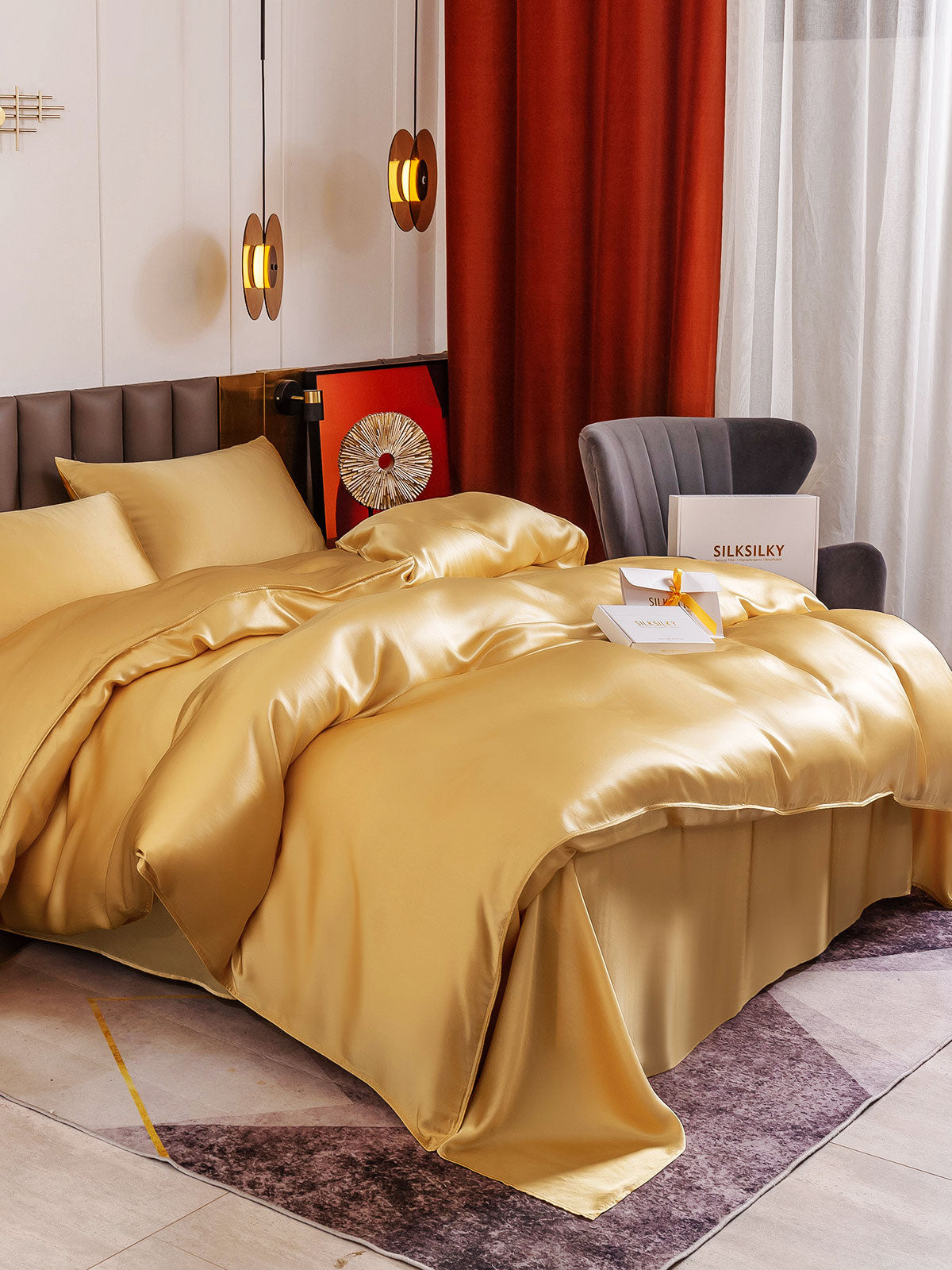 [Champagne] SilkSilky-DK 19Momme Bedding Set 007