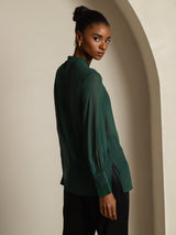 [Mørkegrøn] SilkSilky-DK Silke Womens Shirt 006