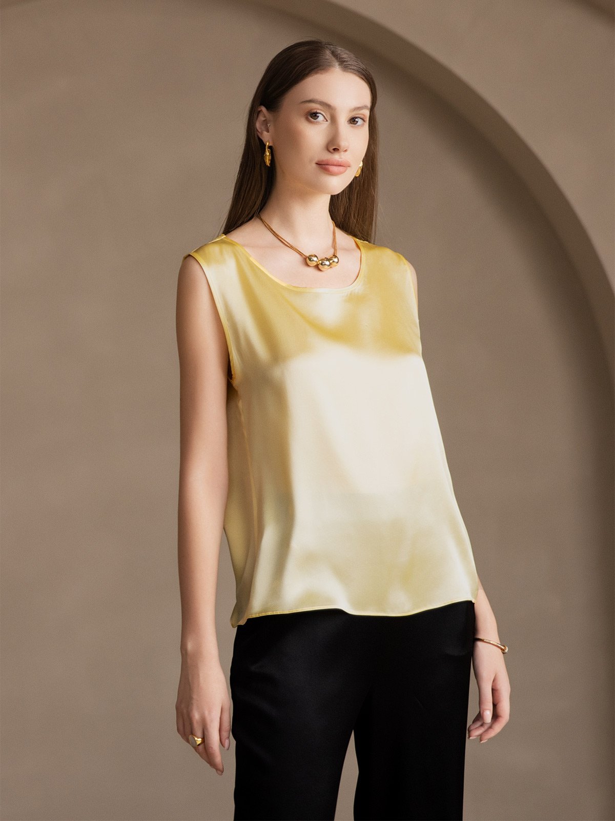 SilkSilky-DK-19Momme-Silke-Sleeveless-Round-Neck-Camisole-Top-Lysegul-005