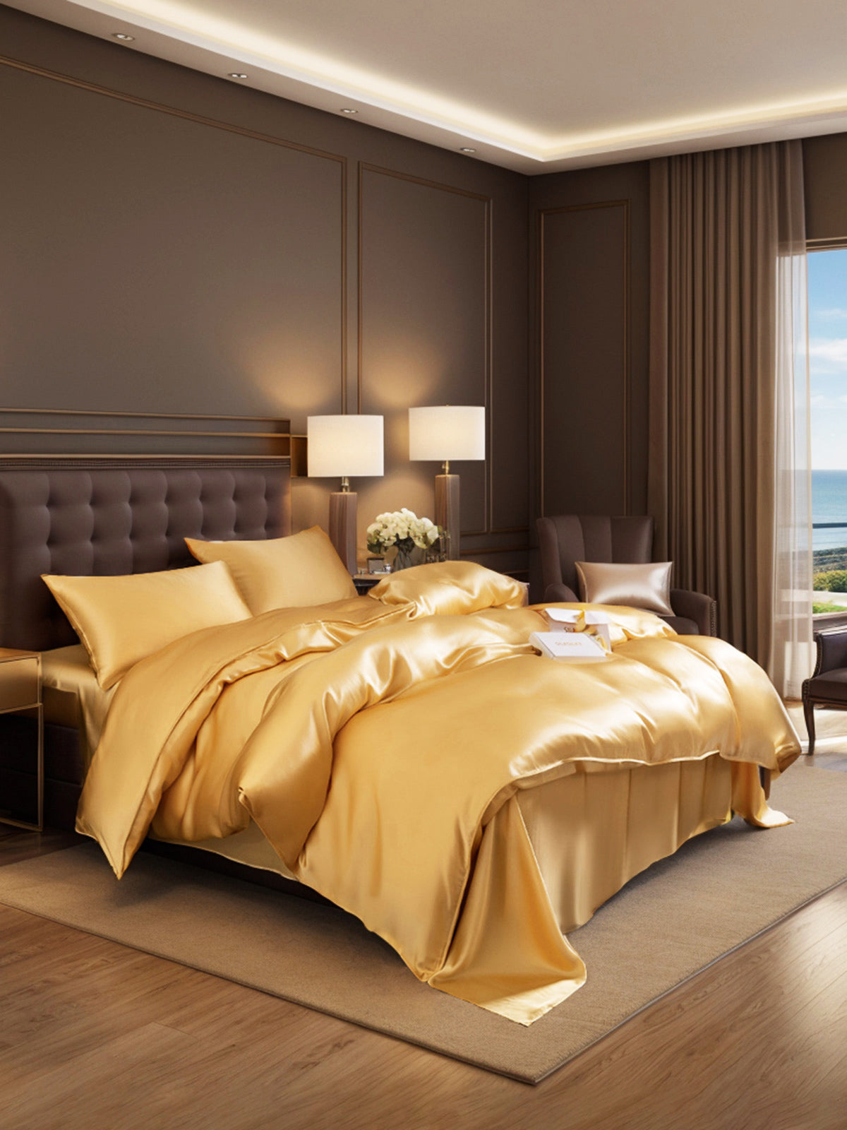 [Champagne] SilkSilky-DK 19Momme Sengesæt 002