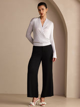 [Grå] SilkSilky-DK Long Sleeve Wrap Damebluser 005