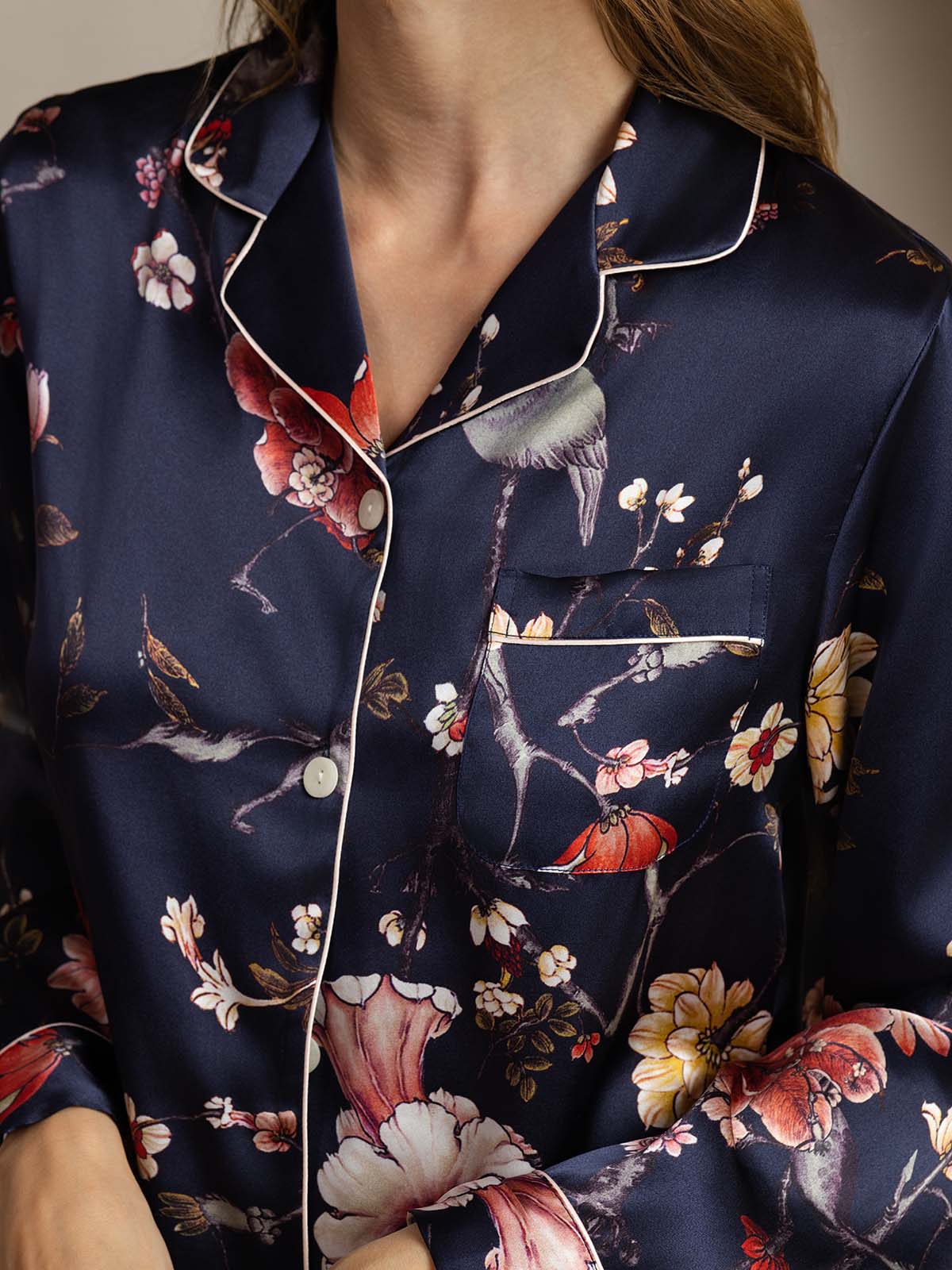 [Marine Blomster] SilkSilky-DK Womens Pajamas 005