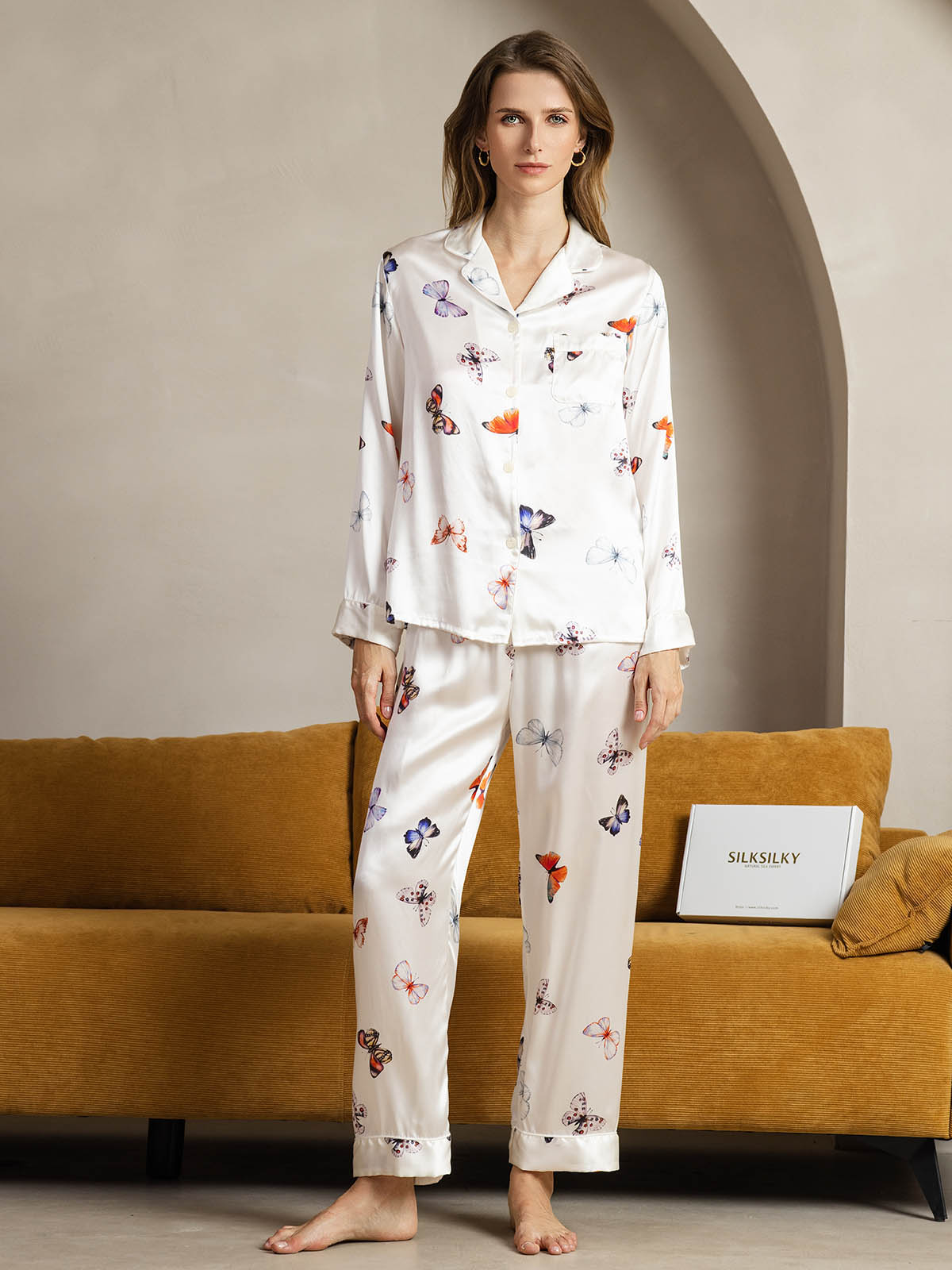 [Hvid Sommerfugl] SilkSilky-DK Womens Pajamas 001