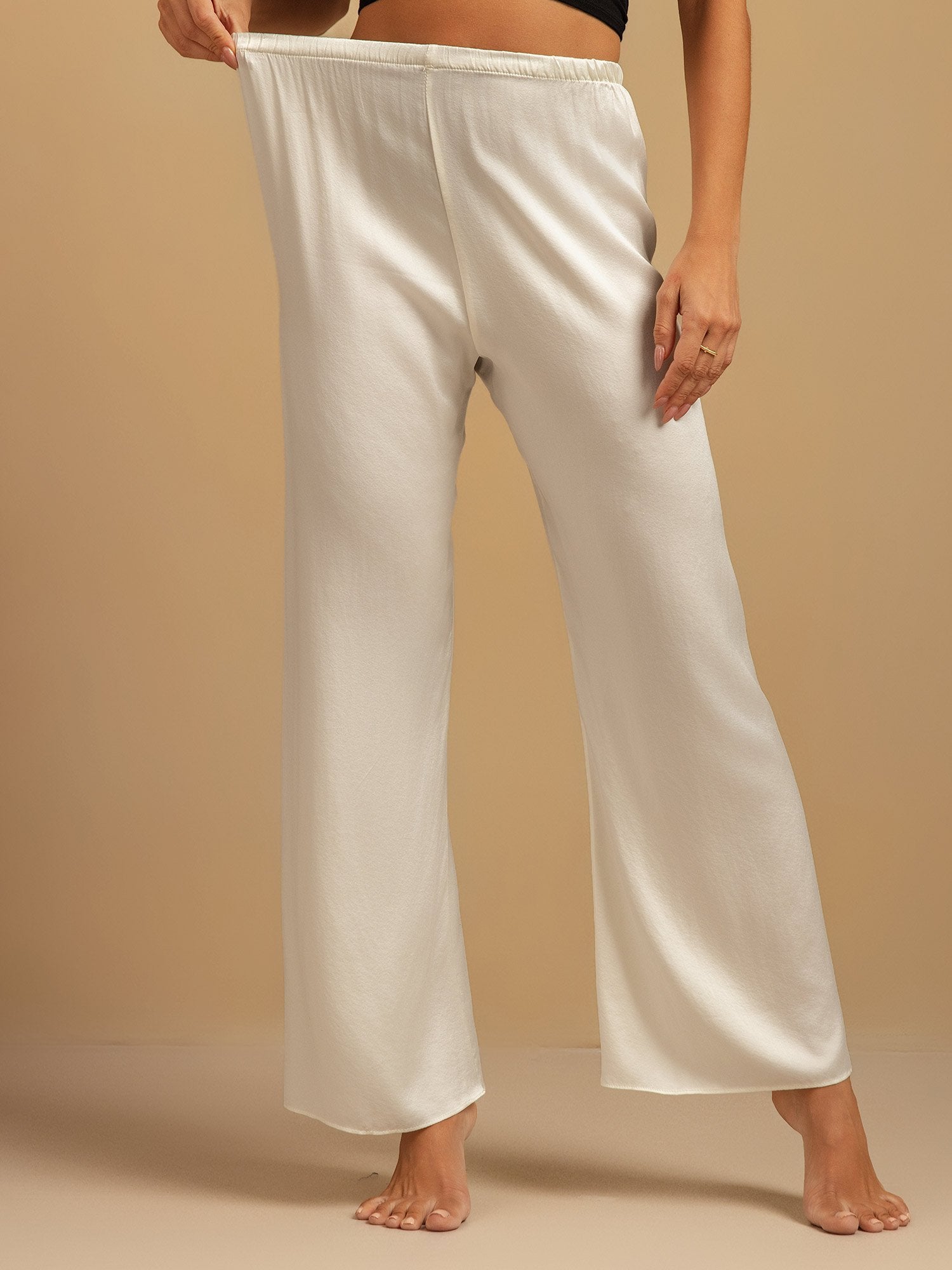 [Hvid] SilkSilky-DK 19Momme Silke Womens Sleep Bottoms 003,