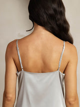 [Sølv] SilkSilky-DK Spaghetti Strap Cowl Neck Camisole Top 005