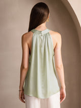 [Lysegrøn] SilkSilky-DK Sleeveless Halter T-shirt til kvinder 002