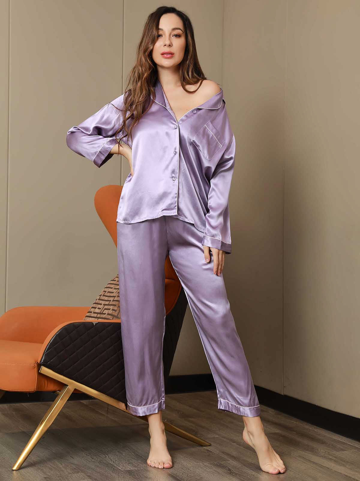 SilkSilky-DK Revers Dame Pyjamas Lavendel 005